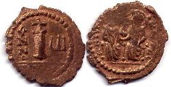 монета Византия Юстин II 10 нуммий