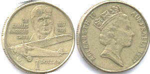 монета Австралия 1 доллар 1997