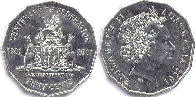 монета Австралия 50 центов 2001