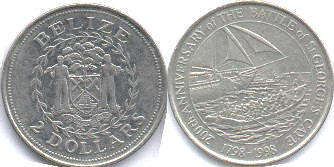 монета Белиз 2 доллара 1998