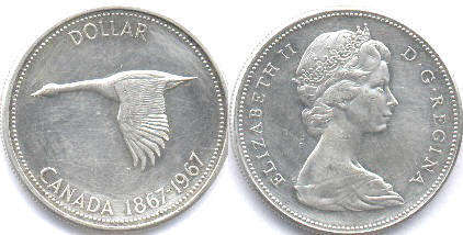 Канада юбилейная монета 1 доллар 1967