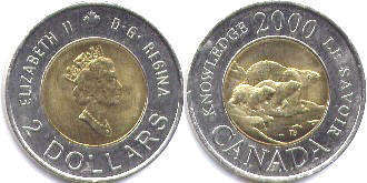 монета Канада 2 доллара 2000