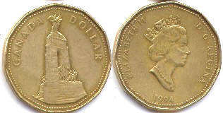 монета Канада 1 доллар 1994