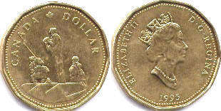 монета Канада 1 доллар 1995