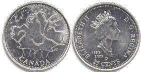 монета Канада 25 центов 2002