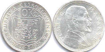 монета Чехословакия 10 крон 1928