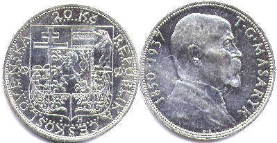 монета Чехословакия 20 крон 1937