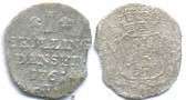 монета Дания 1 скиллинг 1761