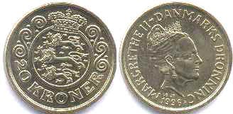 монета Дания 20 крон 1999