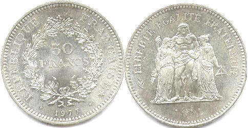 монета Франция 50 франков 1977 