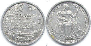 монета Французская Океания 2 франка 1949