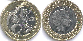 монета Великобритания 2 фунта 2002