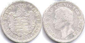 монета Саксония 1/6 талера 1856