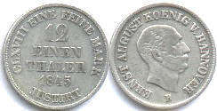монета Ганновер 1/12 талера 1845