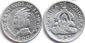 монета Гондурас 50 сентаво 1932
