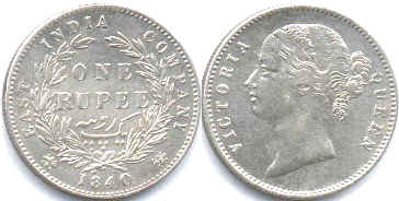 монета Ост-Индская компания 1 рупия 1840