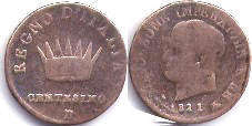 монета Итальянское Королевство 1 чентезимо 1811