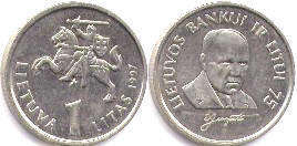 монета Литва 1 лит 1997