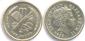 монета Остров Мэн 1 фунт 1998