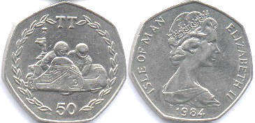 монета Остров Мэн 50 пенсов 1984