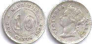 монета Маврикий 10 центов 1888