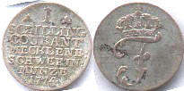 монета Мекленбург-Шверин 1 шиллинг 1774