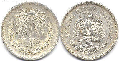 монета Мексика 1 песо 1923