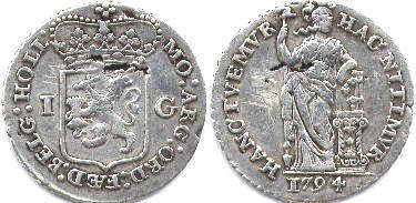 монета Голландия 1 гульден 1794