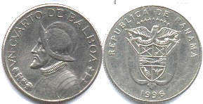 монета Панама 1/4 бальбоа 1996