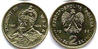 монета Польша 2 злотых 1998