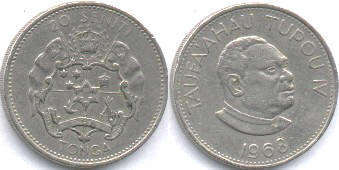 монета Тонга 20 сенити 1968