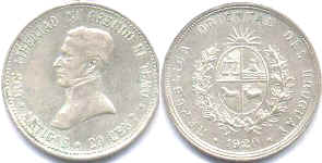монета Уругвай 20 сентесимо 1920