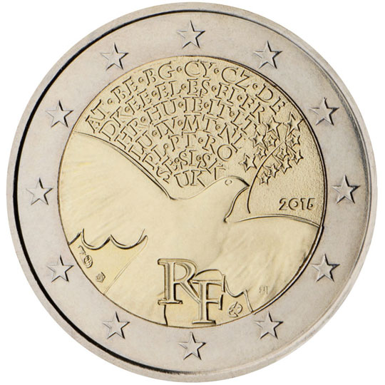 coin 2 euro 2015 France_peace