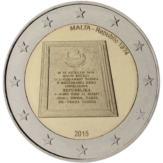 coin 2 euro 2015 Malta_Republic1974