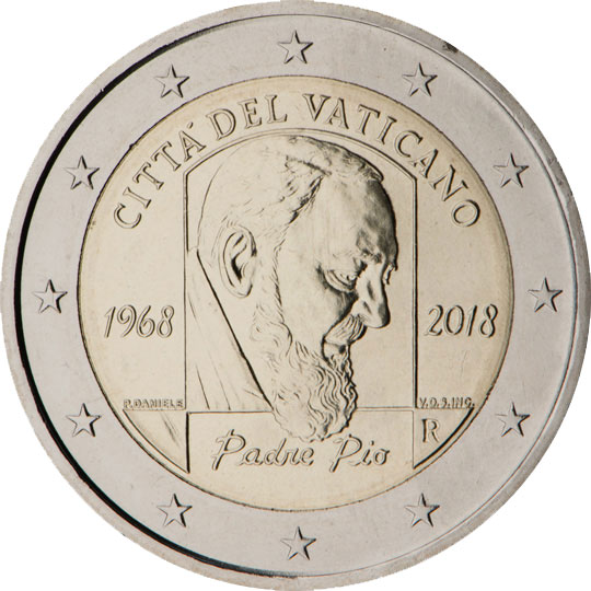 coin 2 euro 2018 vatican_padrepio