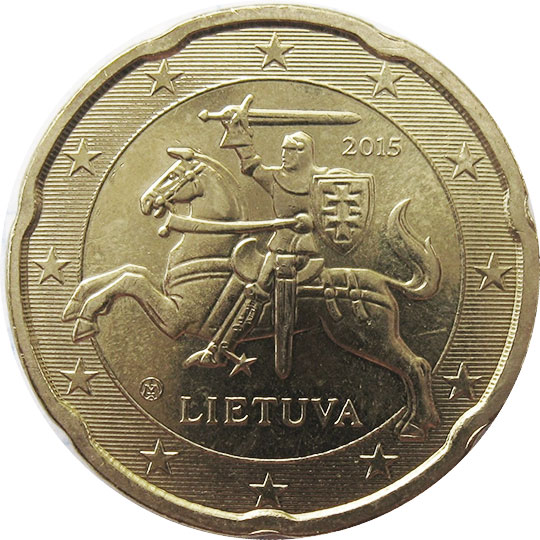 монета 20 евро центов lithuania