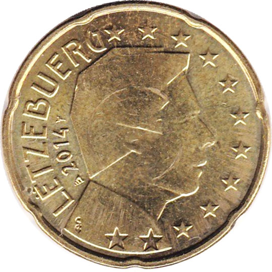 монета 20 евро центов luxemburg