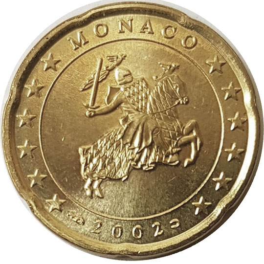 монета 20 евро центов monaco