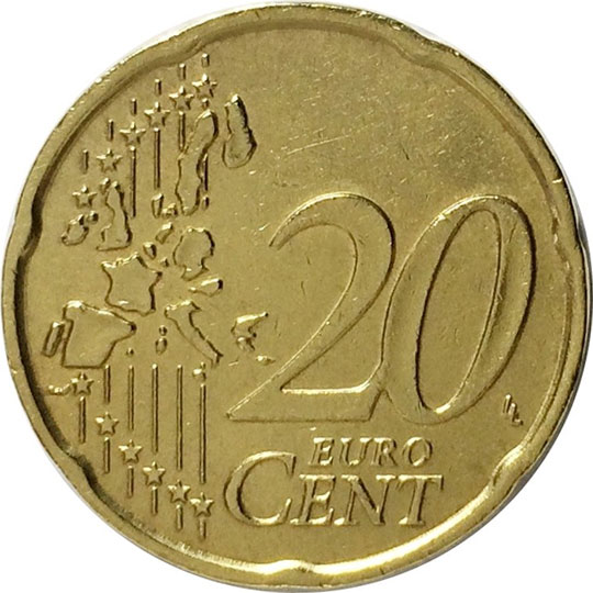 монета 20 евро центов 1999-2006