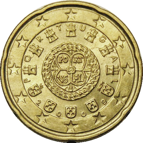 монета 20 евро центов portugal