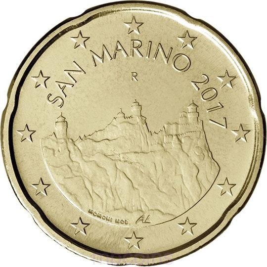 монета 20 евро центов san-marino