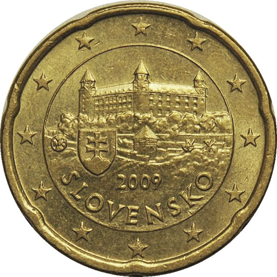 монета 20 евро центов slovakia