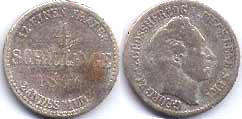 монета Мекленбург-Штрелиц 4 шиллинга 1846