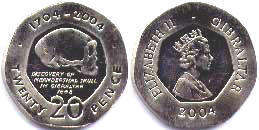 монета Гибралтар 20 пенсов 2004