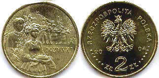 монета Польша 2 злотых 2004