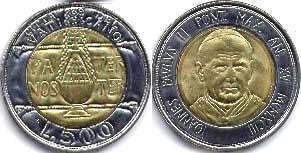 монета Ватикан 500 лир 1993