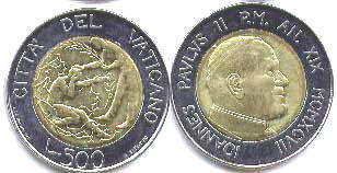 монета Ватикан 500 лир 1997