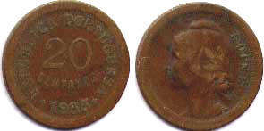 монета Португальская Гвинея 20 сентаво 1933