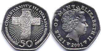 монета Остров Мэн 50 пенсов 2001