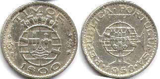 монета Тимор 1 эскудо 1958